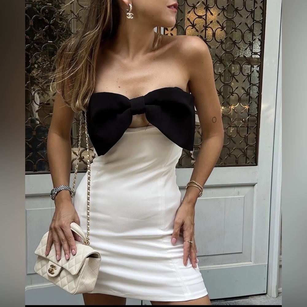 Zara SOLD OUT strapless bow front mini dress